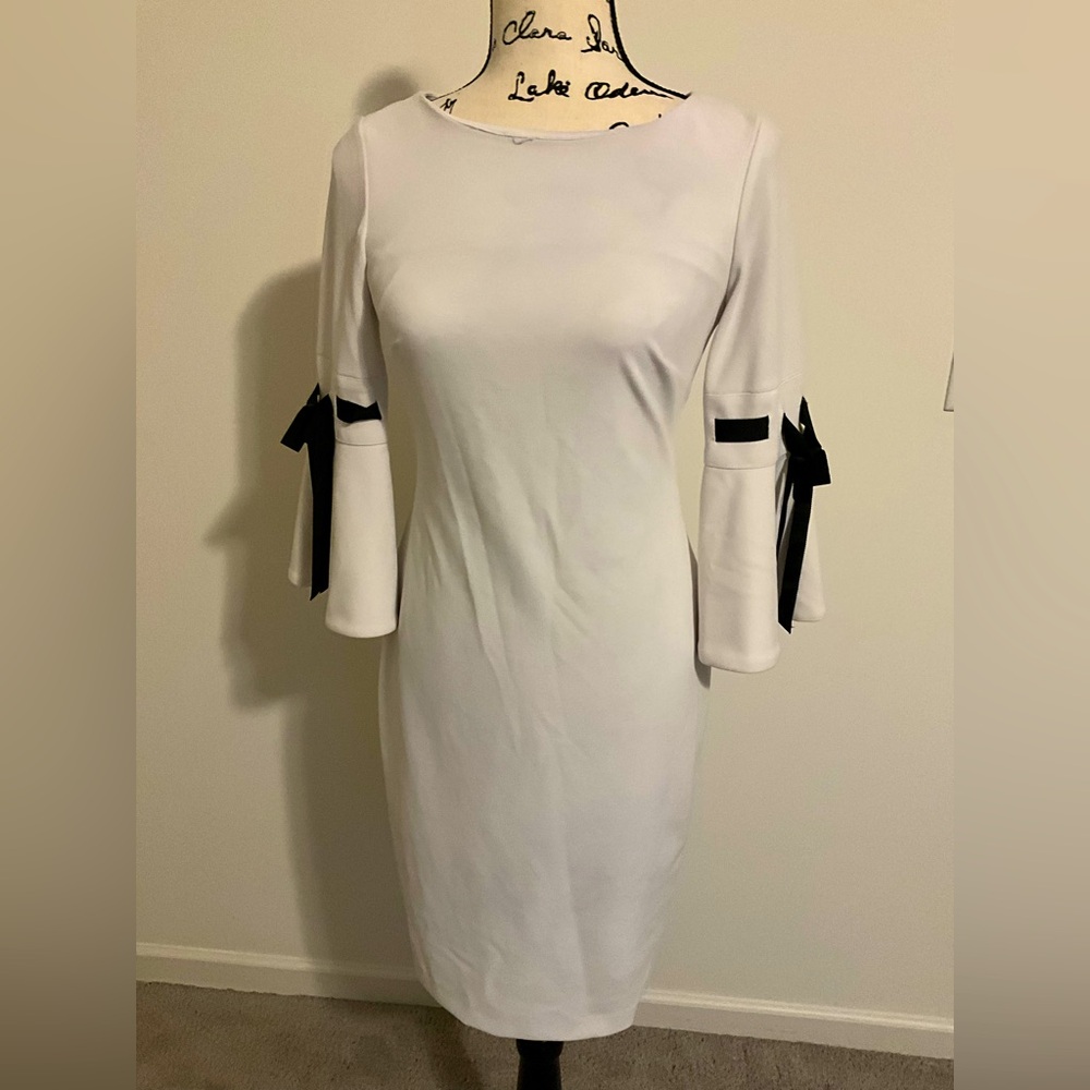 Nicely used:Calvin Klein Bell Sleeve Dress Size 2 - Picture 2 of 4